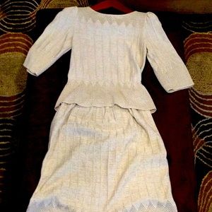 Vintage sweater top and skirt set.